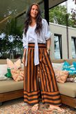 Bloc Stripe Wide Leg Pant Rust & Black